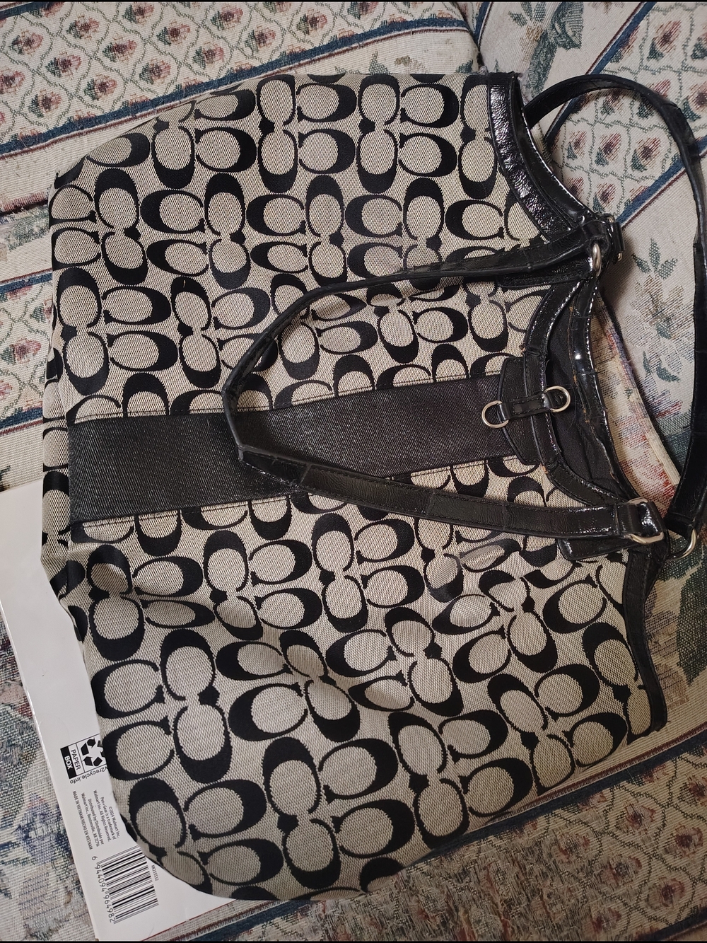 Coach Signature Canvas Tote in Black & Khaki